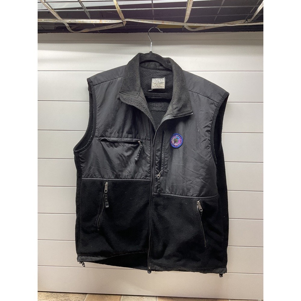 Outer Boundary Mens Black Fleece Nylon Mixed Media Full Zip Vest XL Angiomax